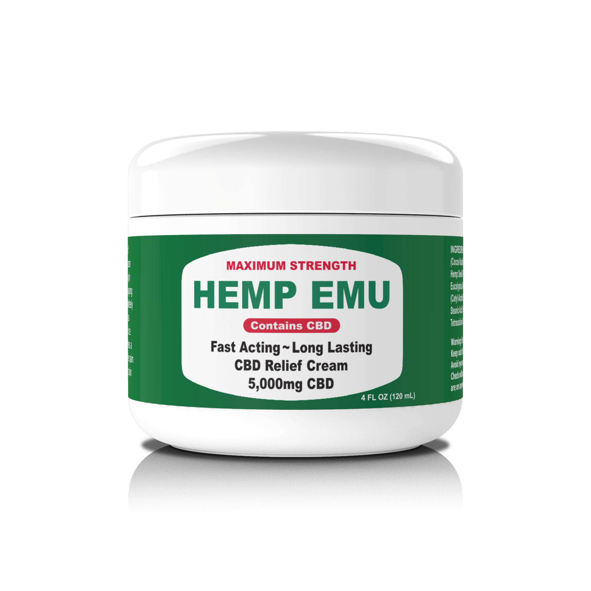 Maximum Strength 5,000mg CBD Cream, 4 oz – Hemp Emu™